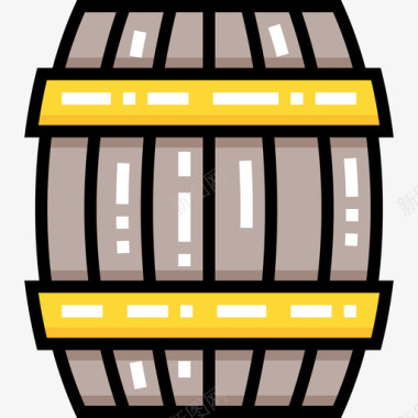木桶木桶野生西部28线性颜色图标图标