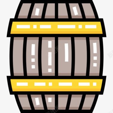 倒着的木桶木桶野生西部28线性颜色图标图标