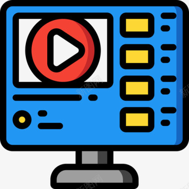线性视频播放器视频博客5线性颜色图标图标