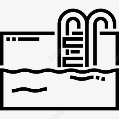 CAD公园游泳池水上公园15线性图标图标