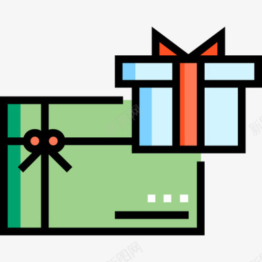 礼品松子礼品卡网上购物45线性颜色图标图标