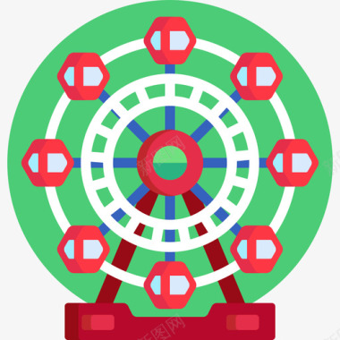 矢量冰雪乐园素材摩天轮游乐园23平坦图标图标