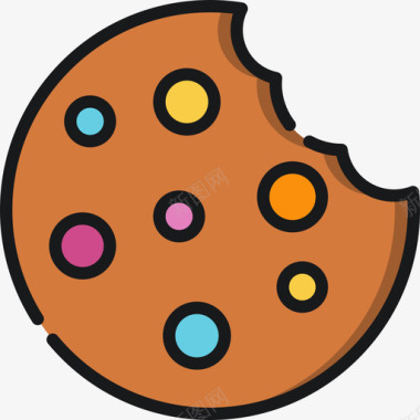 糖果饼干背景曲奇糖果店7线性颜色图标图标