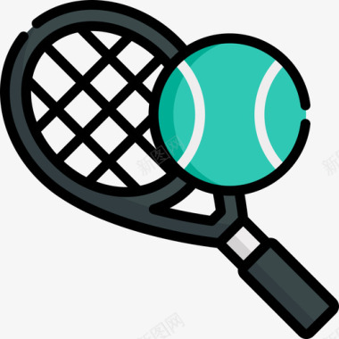 网球网球活跃的生活方式10线性颜色图标图标