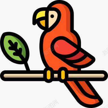 鹦鹉热带28线形颜色图标图标