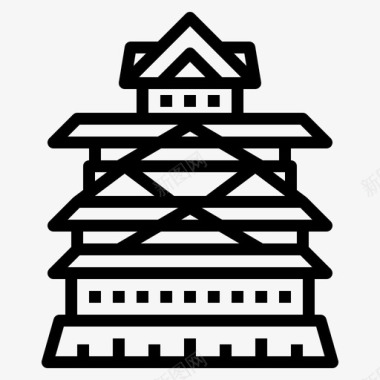 大阪城堡建筑日本图标图标