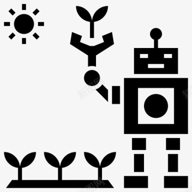 未来感机器人劳动农业耕作图标图标