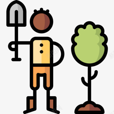 植树造林慈善41线性颜色图标图标