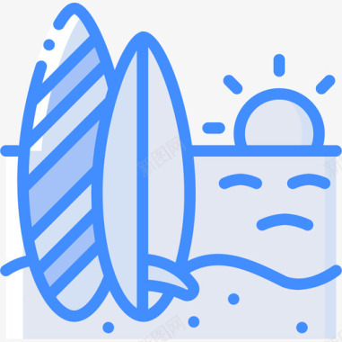 冲浪板热带27蓝色图标图标