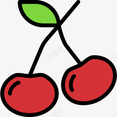 樱桃剪影图标矢量设计樱桃食物116线形颜色图标图标