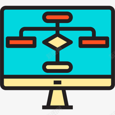 天翼标志流程图分析6线性颜色图标图标