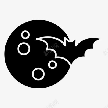 月亮万圣节月亮和蝙蝠图标图标