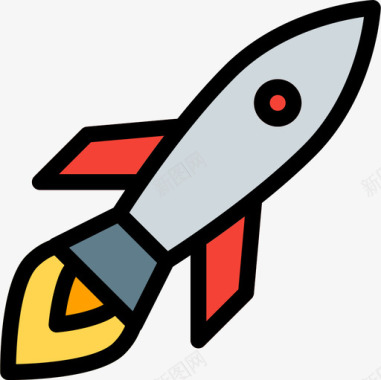 太空火箭太空94线性颜色图标图标