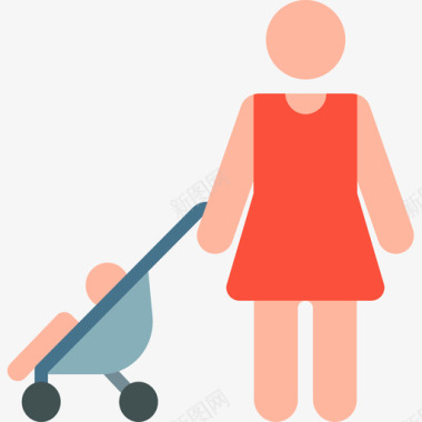 婴儿婴儿推车家庭类型2彩色图标图标