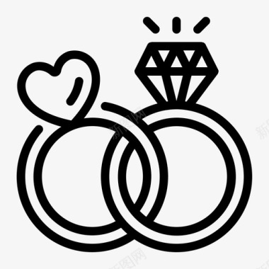 结婚戒指钻石爱情戒指图标图标
