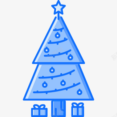 圣诞树圣诞110蓝色图标图标