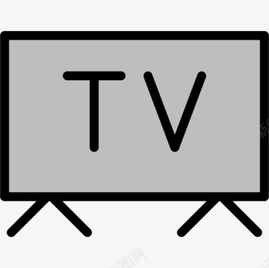 电视家用电器2台线性彩色图标图标