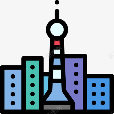 塔城市建筑2线颜色图标图标