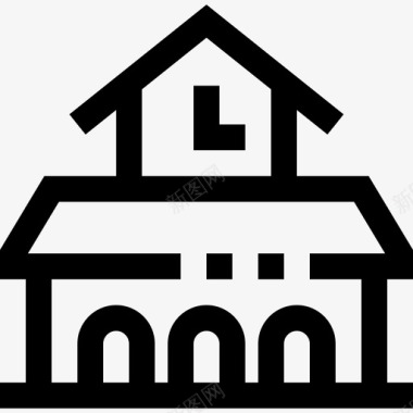 学校建筑物和房地产直线图标图标
