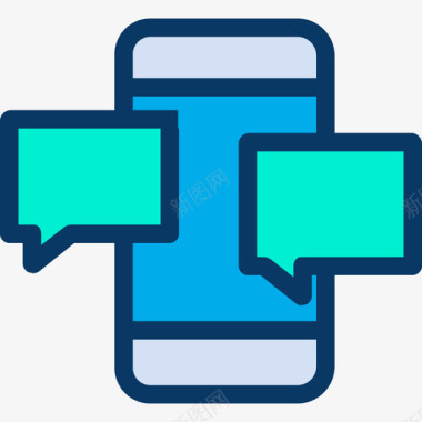 短信手机icon智能手机广告6线性颜色图标图标