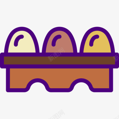 鸡蛋盒食品78线性颜色图标图标
