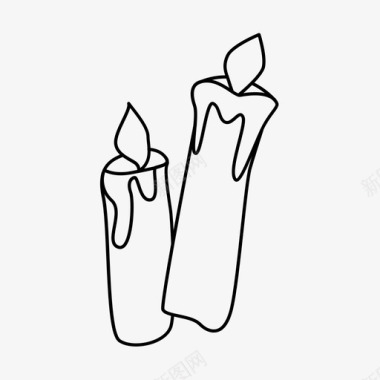 两支蜡烛着火的蜡烛图标图标