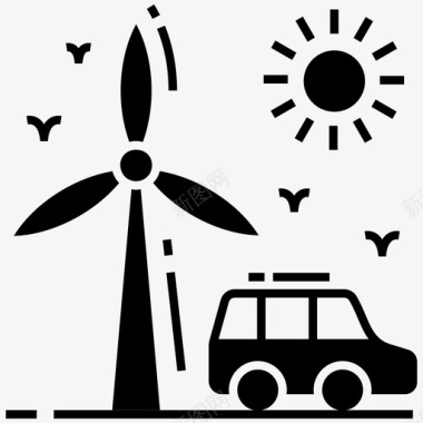风能汽车动力环保汽车图标图标