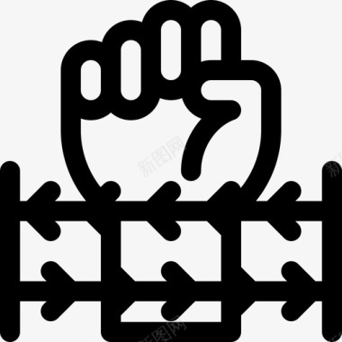 铁丝网和平人权10直线图标图标