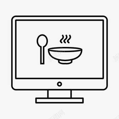 汤液晶显示器饭图标图标