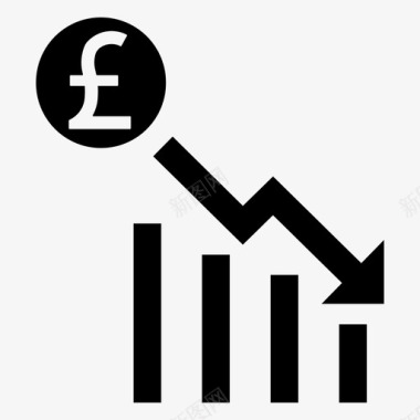 英镑衰退减少图表失败进程图标图标