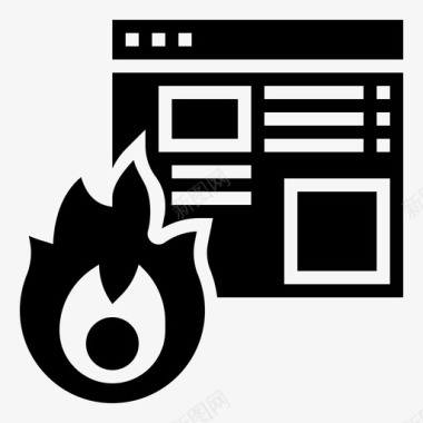数据丢失火灾黑客攻击图标图标
