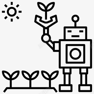 机器人劳动农业耕作图标图标