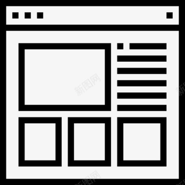网站布局图标浏览器网站和用户界面线性图标图标