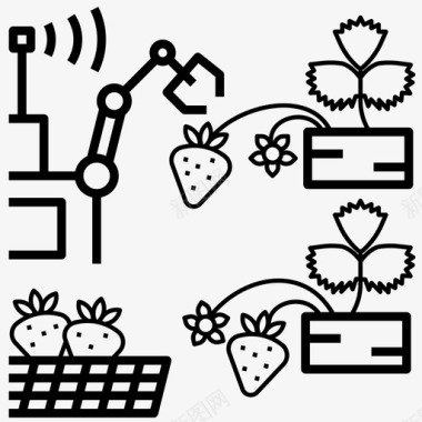 自动收割农业机器人图标图标