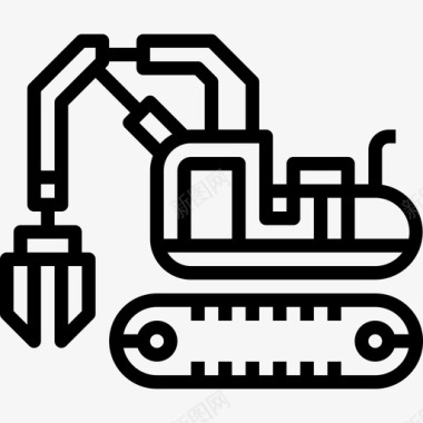 挖掘机施工车直线式图标图标