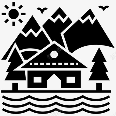 冬季景观山地站丘陵区图标图标