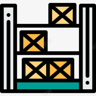 矢量仓库仓库工厂12线颜色图标图标