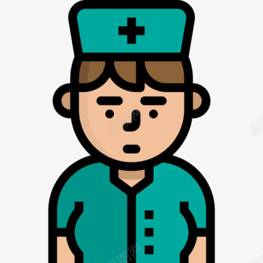 女性护士护士职业女性化身4线性颜色图标图标