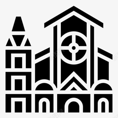 基督教堂建筑地标图标图标