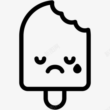矢量盆栽冰淇淋哭表情情绪图标图标