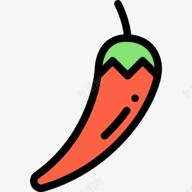 辣椒烧烤19原色图标图标