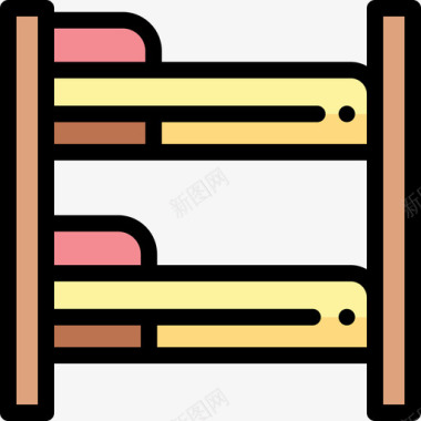 双层床睡眠时间8线性颜色图标图标