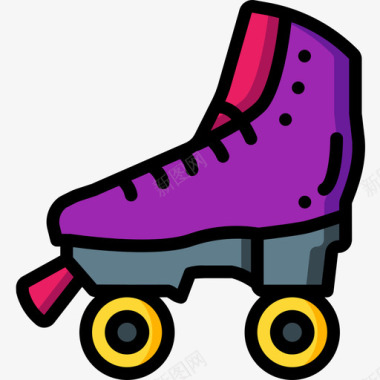 线描边线溜冰鞋80年代17线纹颜色图标图标