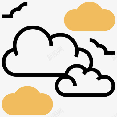 阴影鸭嘴兽多云153号天气黄色阴影图标图标