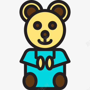 泰迪熊泰迪熊5号卧室线性颜色图标图标