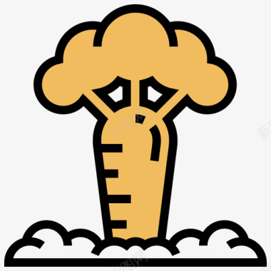 猴面包树非洲象征黄色阴影图标图标
