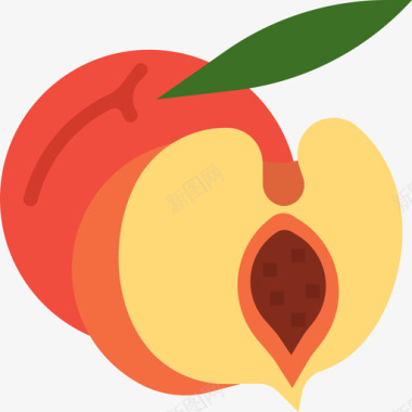 桃子天然香味扁平图标图标