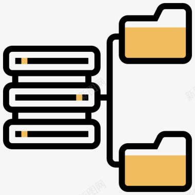 数据库网络托管24黄色阴影图标图标