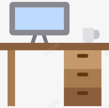 办公桌家具和家庭用品23扁平图标图标