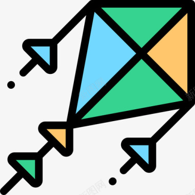 风筝自由时间15线性颜色图标图标